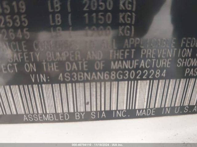 4S3BNAN68G3022284 Subaru Legacy 2.5i Limited