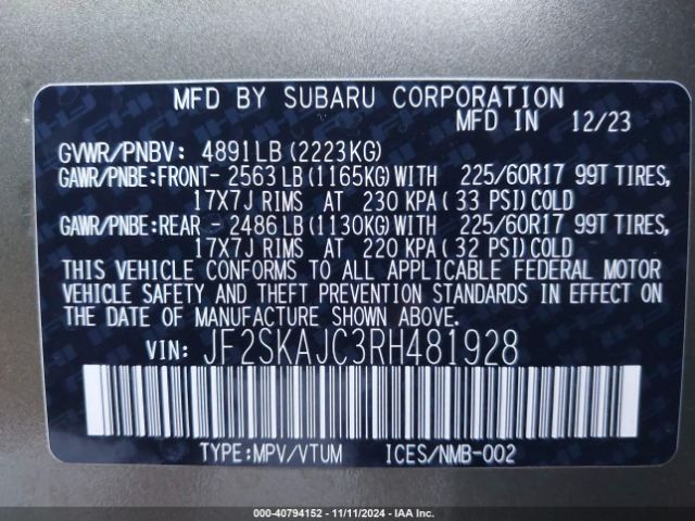 JF2SKAJC3RH481928 Subaru Forester Wilderness