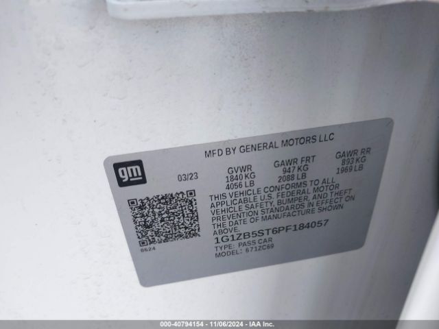 1G1ZB5ST6PF184057 Chevrolet Malibu Fwd Ls