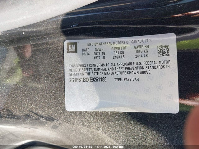 Chevrolet Camaro 1lt 2014 2G1FB1E3XE9251188 Image 9
