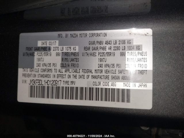 JM3KFBDL1H0120917 Mazda Cx-5 Grand Touring