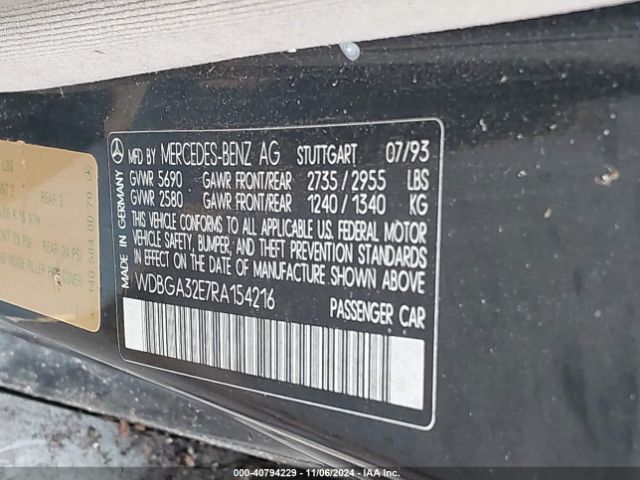 1994 MERCEDES-BENZ S WDBGA32E7RA154216 Photo 8
