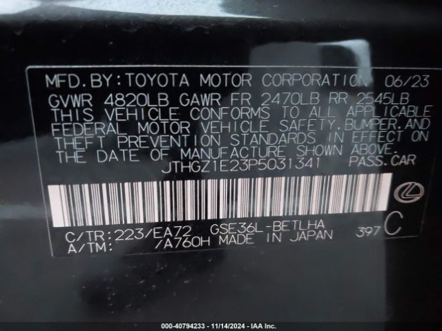JTHGZ1E23P5031341 Lexus Is 350 F Sport