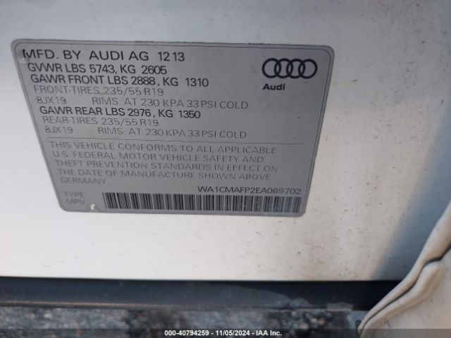 WA1CMAFP2EA069702 Audi Q5 3.0 Tdi Premium Plus