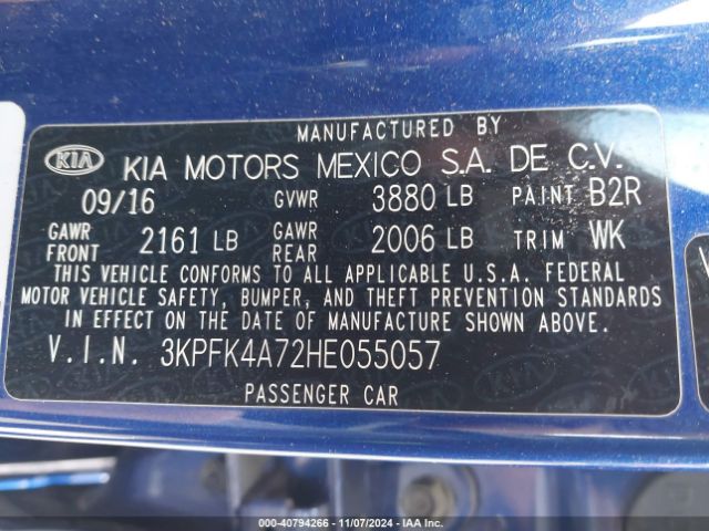 3KPFK4A72HE055057 KIA FORTE LX