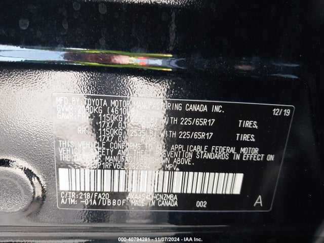 Toyota Rav4 Xle 2020 2T3P1RFV6LC082594 Image 9