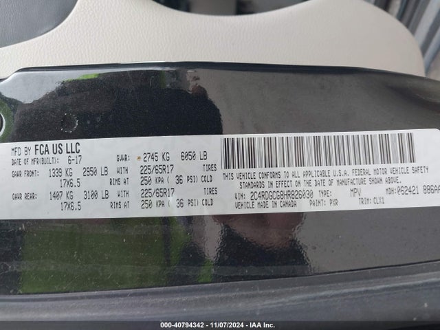 Dodge Grand Caravan Sxt 2017 2C4RDGCG8HR826030 Image 9