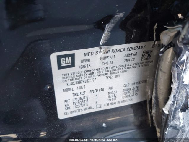 KL4CJ1SB2HB020727 Buick Encore Sport Touring