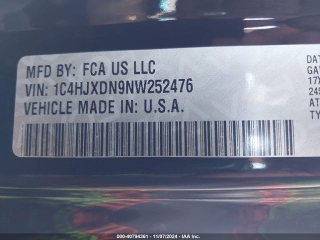 1C4HJXDN9NW252476 Jeep Wrangler Unlimited Sport 4x4