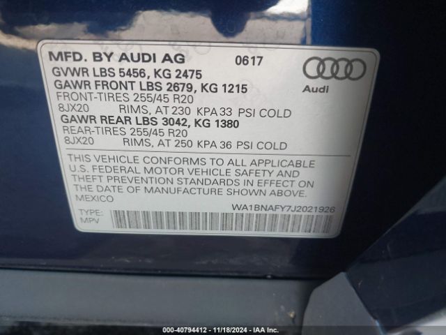 2018 AUDI Q5 WA1BNAFY7J2021926 Photo 8