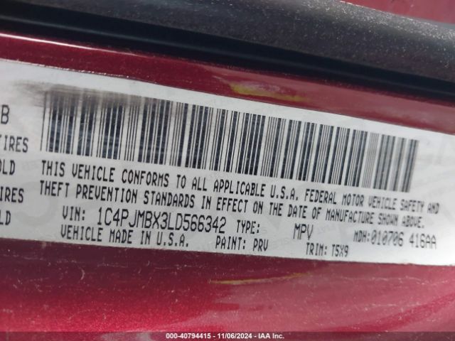 1C4PJMBX3LD566342 Jeep Cherokee Trailhawk 4x4