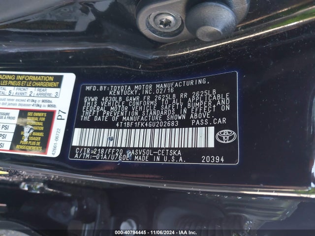 4T1BF1FK4GU202683 Toyota CAMRY SE