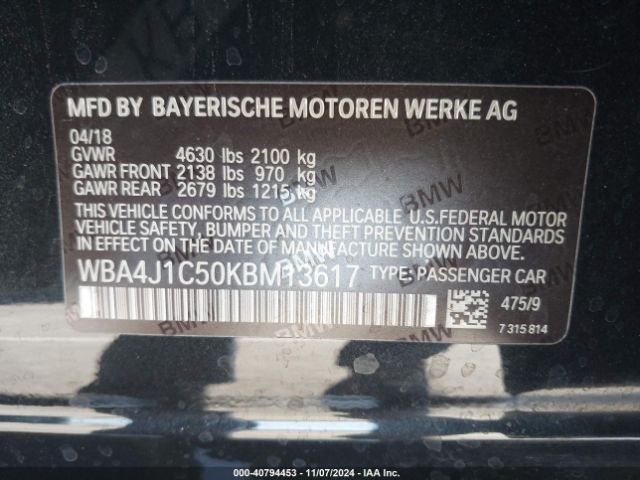 WBA4J1C50KBM13617 BMW 430i Gran Coupe