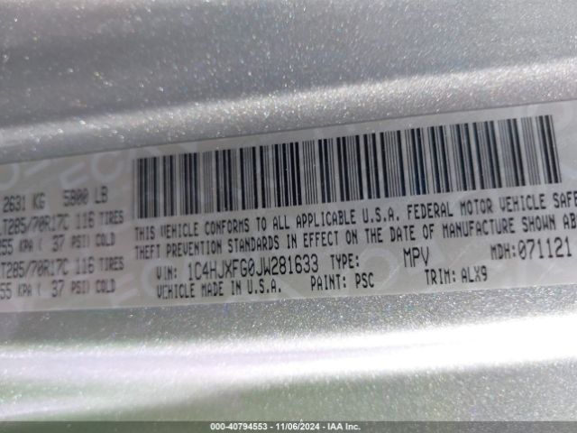 1C4HJXFG0JW281633 Jeep Wrangler Unlimited Rubicon 4x4