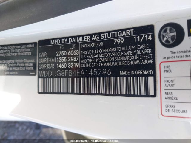WDDUG8FB4FA145796 Mercedes-Benz S 550 4matic