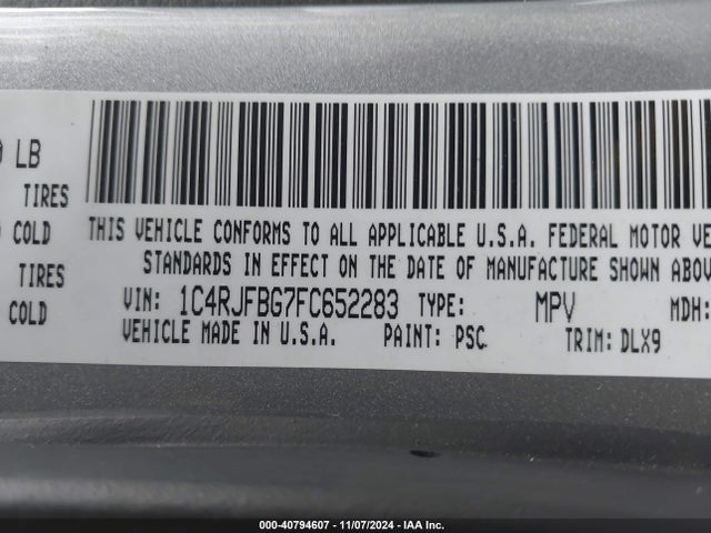 Jeep Grand Cherokee Limited 2015 1C4RJFBG7FC652283 Image 9
