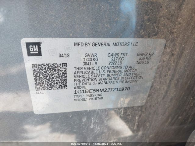 1G1BE5SM2J7211970 Chevrolet Cruze Lt Auto