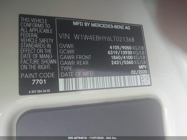 W1W4EBHY6LT021368 Mercedes-Benz Sprinter 2500 Standard Roof V6