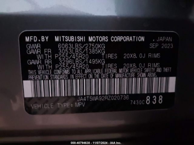 2024 MITSUBISHI OUTLANDER PHEV JA4T5WA92RZ020736 Photo 8