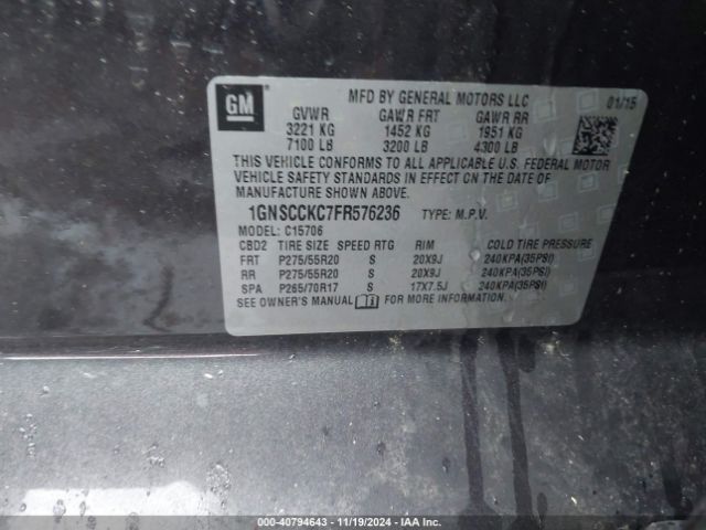1GNSCCKC7FR576236 Chevrolet Tahoe Ltz