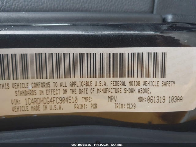 Dodge DURANGO LIMITED 2015 1C4RDHDG4FC904510 Image 9