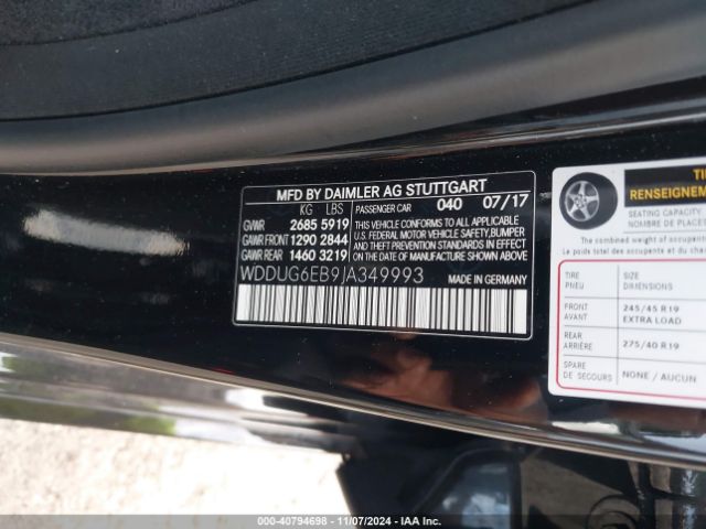 WDDUG6EB9JA349993 Mercedes-Benz S 450 4matic