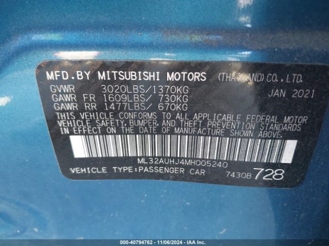 ML32AUHJ4MH005240 Mitsubishi Mirage Carbonite Edition/es/le