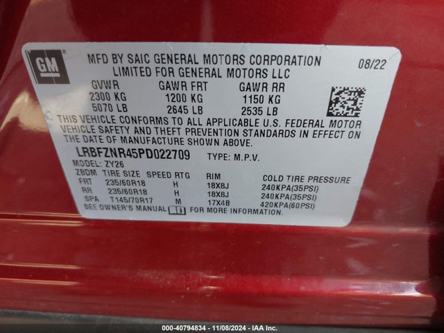 Aukcja sprzedaży 2023 Buick Envision Essence Fwd, vin: LRBFZNR45PD022709, numer aukcji: 40794834