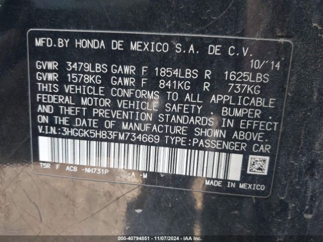 3HGGK5H83FM734669 Honda Fit Ex/ex-l