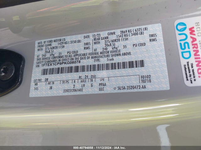 Ford F-150 Xl 2023 1FTEX1CP9PKG08078 Image 9