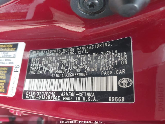 Toyota CAMRY LE 2016 4T1BF1FKXGU560807 Image 9
