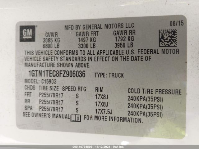 1GTN1TEC8FZ906036 GMC SIERRA 1500