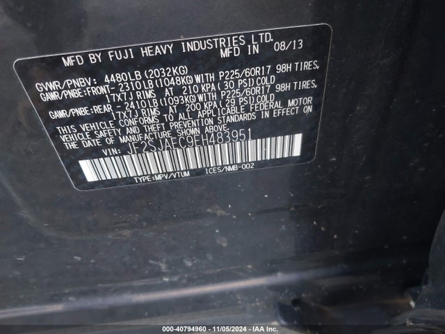 Subaru Forester 2.5i Premium 2014 JF2SJAEC9EH483951 Image 9