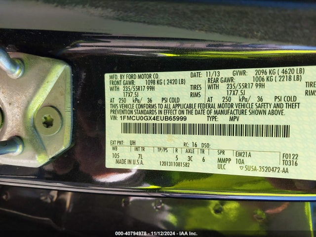 Ford ESCAPE SE 2014 1FMCU0GX4EUB65999 Image 9