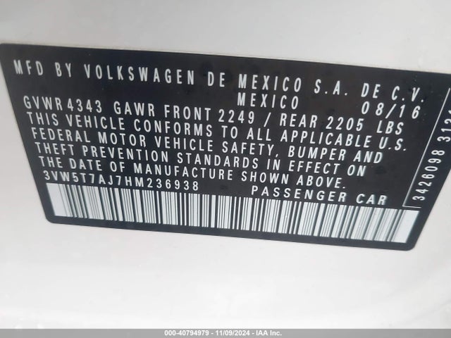3VW5T7AJ7HM236938 Volkswagen JETTA GLI