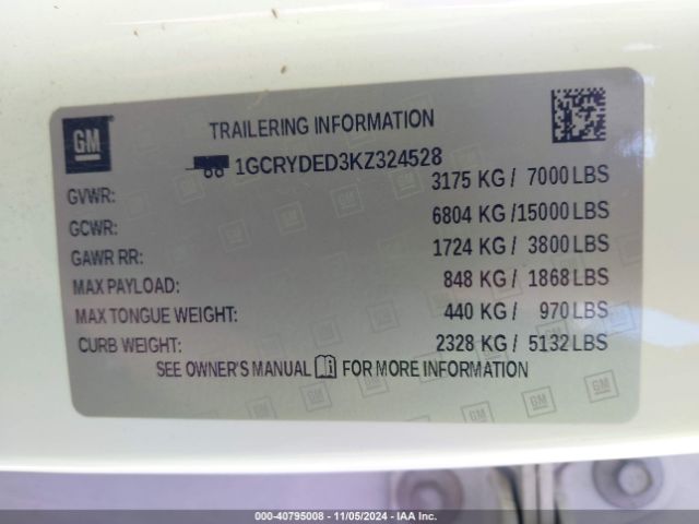 1GCRYDED3KZ324528 Chevrolet Silverado 1500 Lt