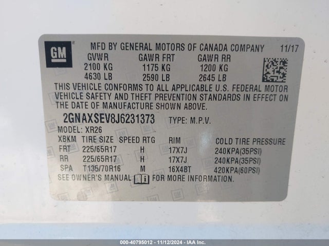 Chevrolet EQUINOX LT 2018 2GNAXSEV8J6231373 Image 9