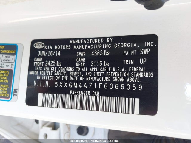 KIA Optima Lx 2015 5XXGM4A71FG366059 Image 9