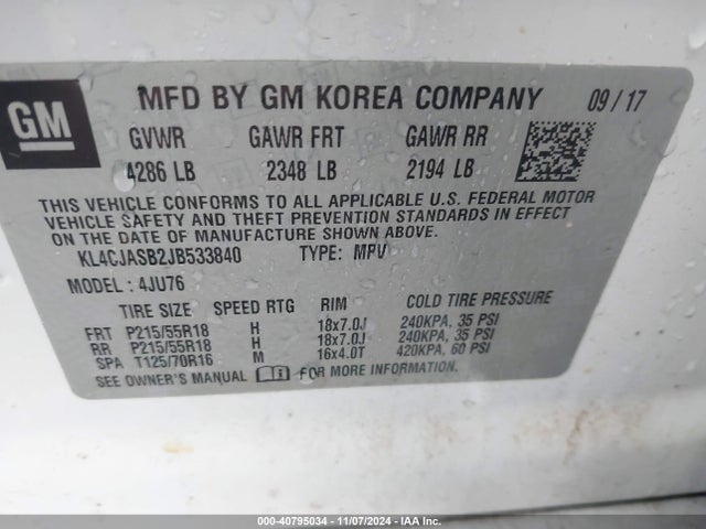 KL4CJASB2JB533840 Buick Encore Preferred
