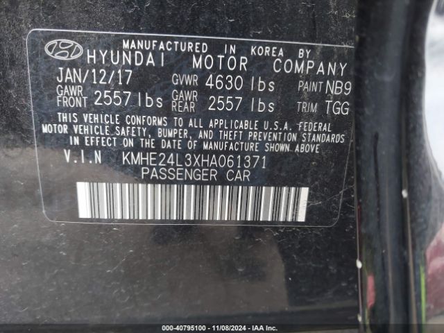 KMHE24L3XHA061371 Hyundai Sonata Hybrid Se