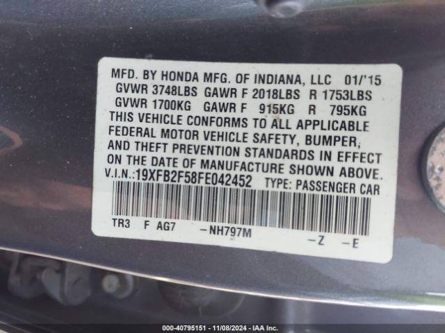 19XFB2F58FE042452 Honda Civic Lx