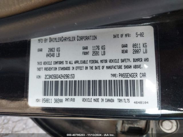 2002 CHRYSLER CONCORDE 2C3AD56G42H296153 Photo 8