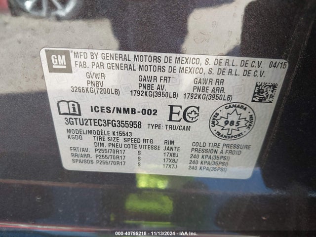 3GTU2TEC3FG355958 GMC SIERRA 1500