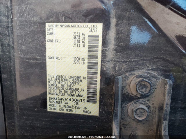 Nissan Maxima 3.5 S 2014 1N4AA5AP7EC430615 Image 9