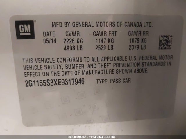 Chevrolet IMPALA 2LZ 2014 2G1155S3XE9317946 Image 9
