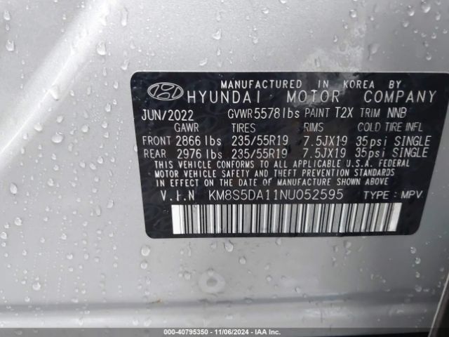 KM8S5DA11NU052595 Hyundai Santa Fe Hybrid Limited