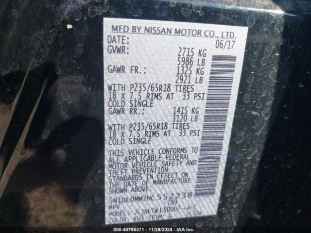 5N1DL0MM2HC552238 Infiniti QX60