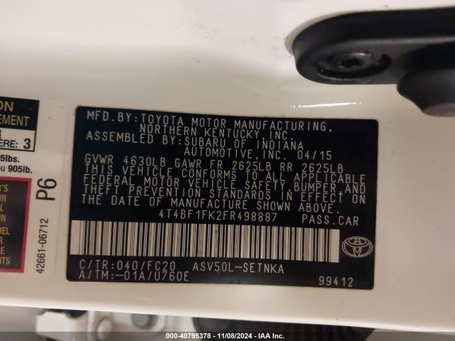 Toyota CAMRY LE 2015 4T4BF1FK2FR498887 Image 9