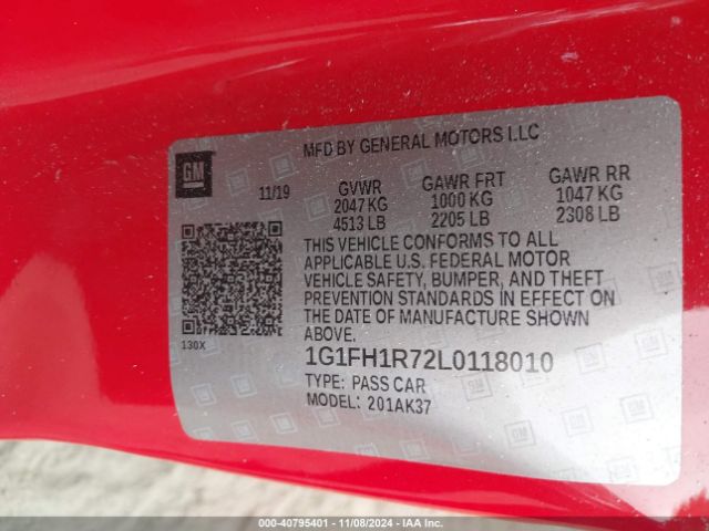 1G1FH1R72L0118010 Chevrolet Camaro Rwd  2ss