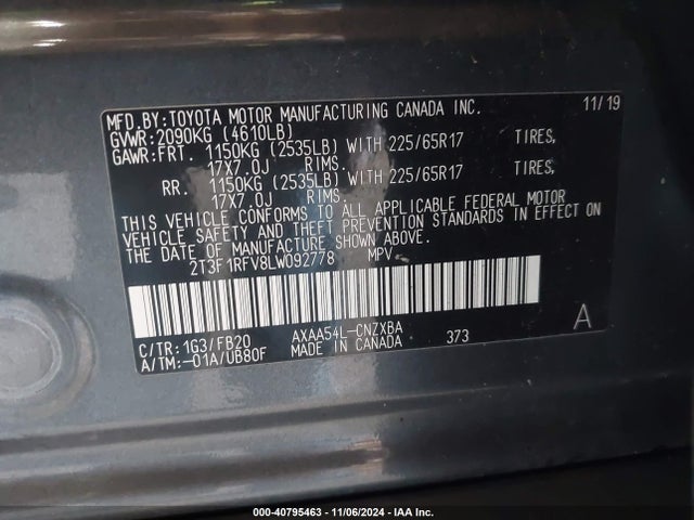Toyota RAV4 LE 2020 2T3F1RFV8LW092778 Image 9